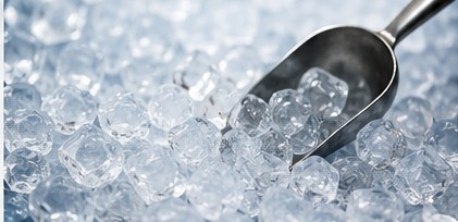 Scoop of fresh ice cubes